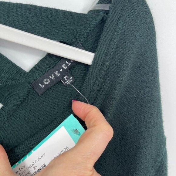 Love Ella Women's Dark green V-Neck Sweater - Picture 6 of 8